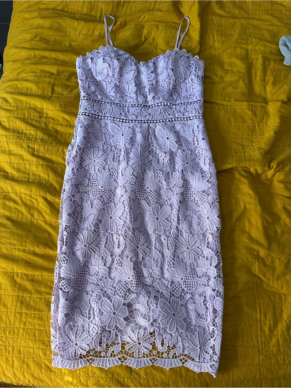 Premier Spaghetti Strap Lavender Lace Cocktail Dress
